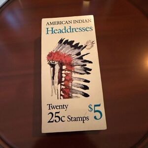 US Scott ‘89  #2502/5 BK179 American Indian Headdresses 25 Cent Booklet Stamps